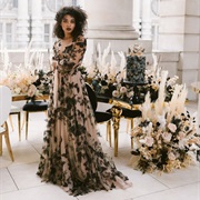 Black Appliques on Wedding Dress