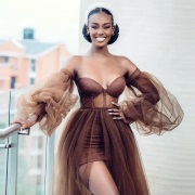 Bride Wearing Chocolate Brown