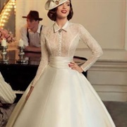 Brooch With Collar on Wedding Gown