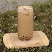 Mocha Boba Tea With Watermelon Boba