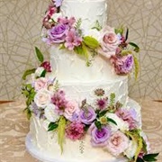 Flowers Wrapped Around Cake