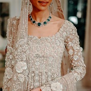 Bride Wearing Emerald Jewelry