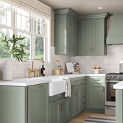 Green-Gray Kitchen Cabinets