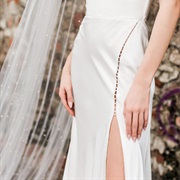 Pearl-Decorated Leg Slit