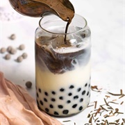 Almond Boba Tea With Pawpaw Boba