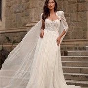 Squared Shoulders Cape With Dress