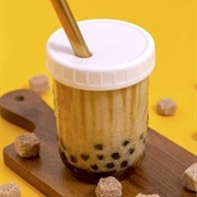 Chai Boba Tea With Huckleberry Boba