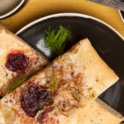 Rosemary Focaccia With Scrambled Eggs, Parmesan, and Beetroot