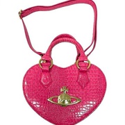 Vivienne Westwood Heart Leather Bag Hot Pink Gold