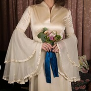 Layered Bell Sleeves Wedding Dress