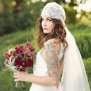 Juliet Cap Veil Gathered in Back