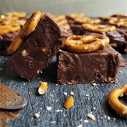 Salted Pretzel and Caramel Fudge