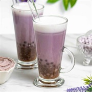 Taro Boba Tea With Butterscotch Boba