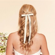 Thin Ribbon Hair Bow on Bride