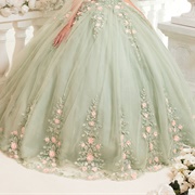 Floral Decor in Vertical Lines on Skirt Bottom