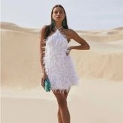 Wispy Feathers on Wedding Dress