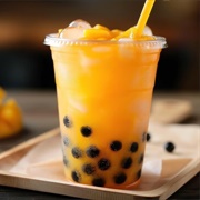 Tangerine Boba Tea With Butterscotch Boba