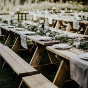 Picnic Tables at Reception