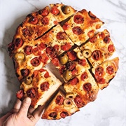 Nocellara Olive and Semi Dried Tomato Focaccia