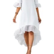 High-Low Dress With Ruffle at Hem