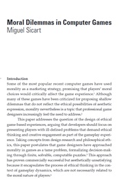 Moral Dilemmas in Computer Games (Miguel Sicart)