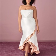 Colored Ruffle Hemline on Wedding Dress