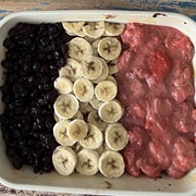 Blueberry, Banana, and Strawberry Romanian Flag Brownie
