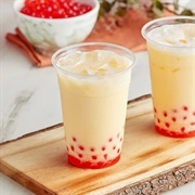 Pumpkin Spice Boba Tea With Cherry Boba