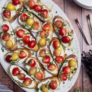 Rainier Cherry and Goat Cheese Crostini