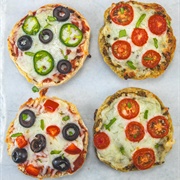 English Muffin With Tomato Sauce, Red Onion, and Marble Cheddar