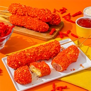 Chicken and Cheese Corn Dog With Hot Cheetos
