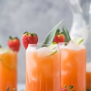 Mocktail - Strawberry and Coconut Purees, Pineapple and Lime Juice