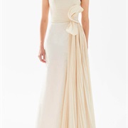 Artistic Waist Bow Flowing Into Pleated Drape