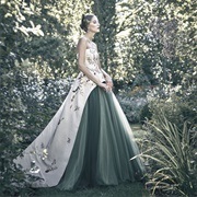 Curved Overskirt Opening to Show Underlayer