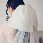 Veil Attached as Large Bow in Hair