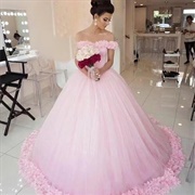 3D Flowers at Top and Bottom of Dress