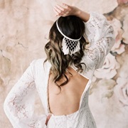 MacRame Headpiece on Bride