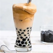 Mocha Boba Tea With Kiwi Boba