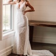 Inverted-V Shaped Stripes on Skirt