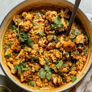 Coconut Couscous With Roasted Cauliflower and Chickpeas