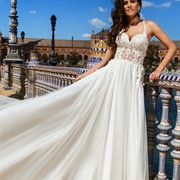 Sweetheart Neckline With Halter Straps, Wedding Gown