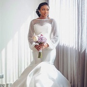 Dotted Sheer Neckline and Sleeves