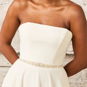 Thin Jeweled Belt on Wedding Dress