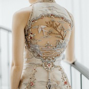 Scene Made Out of Beads on Dress