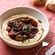 Miso Mushroom Bourguignon With Mashed Lima Beans