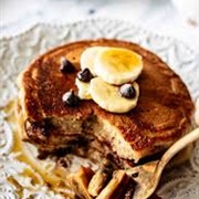 Banana Butterscotch Chocolate Chip Pancakes