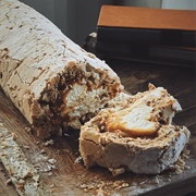 Toffee Pecan Meringue Roulade