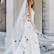 Single-Color Flower Print on Veil