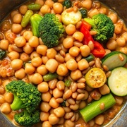 Lentils and Chickpeas With Vegetables and Garam Masala Sauce
