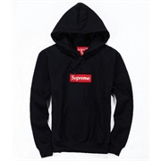 Supreme Hoodie Basic Black With Logo Red